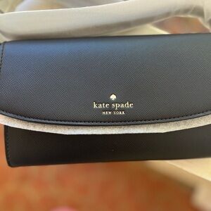 Kate Spade Dana Small Flap Crossbody Bag - Black - Saffiano PVC KE623 …